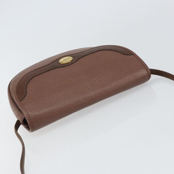 Authentic Christian Dior Shoulder Bag Leather Brown Gold - Picture 14 of 16